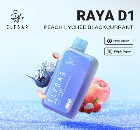 ELFBAR RAYA D1 PEACH LYCHEE BLACKCURRANT 13000 puff